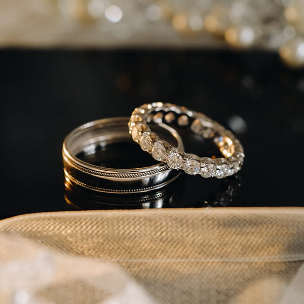 Woman and men wedding rings