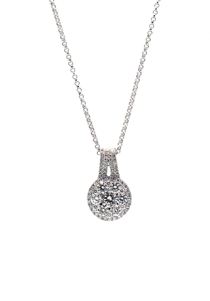 1.00ct Diamond 18kt White Gold Cluster pendant