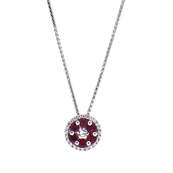 1.00ct Ruby & 0.60ct G/VS+ Diamond Cluster Pendant