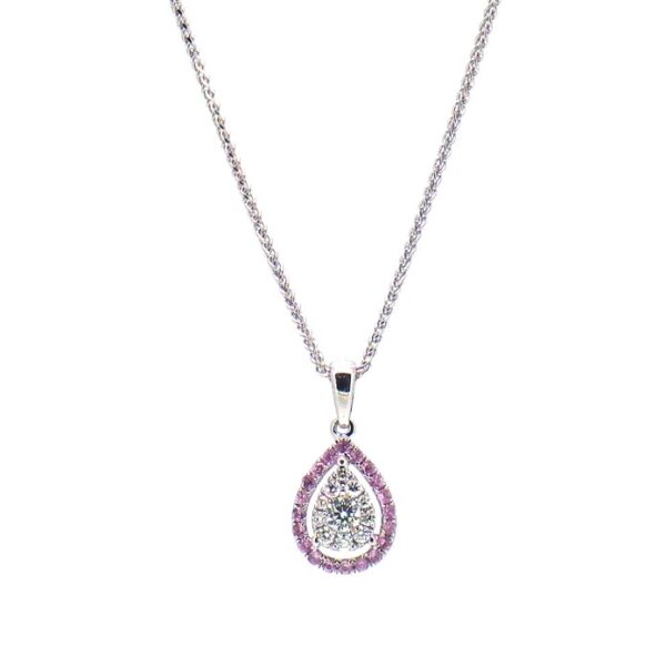 0.75ct Diamond Pear Halo Pendant