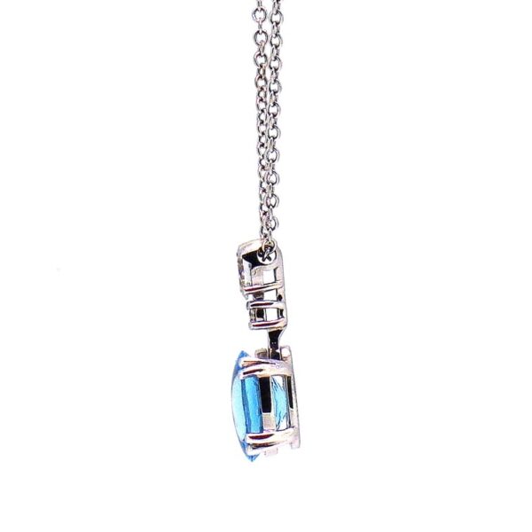 3.85ct Aquamarine & 0.35ct G/VS+ Diamond Oval Pendant