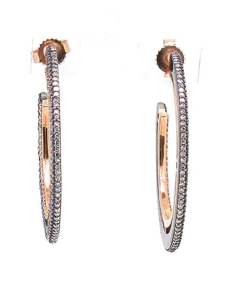 0.80ct G/VS+ Diamond Micro-Pave Rose Gold Hoops