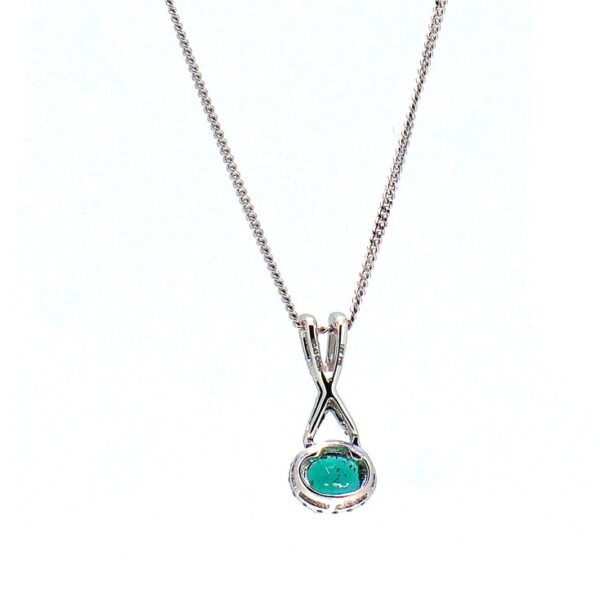 1.40ct Emerald & 0.45ct G/VS+ Diamond Crossover Pendant