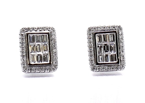 1.36ct Diamond Frame Baguette Earring